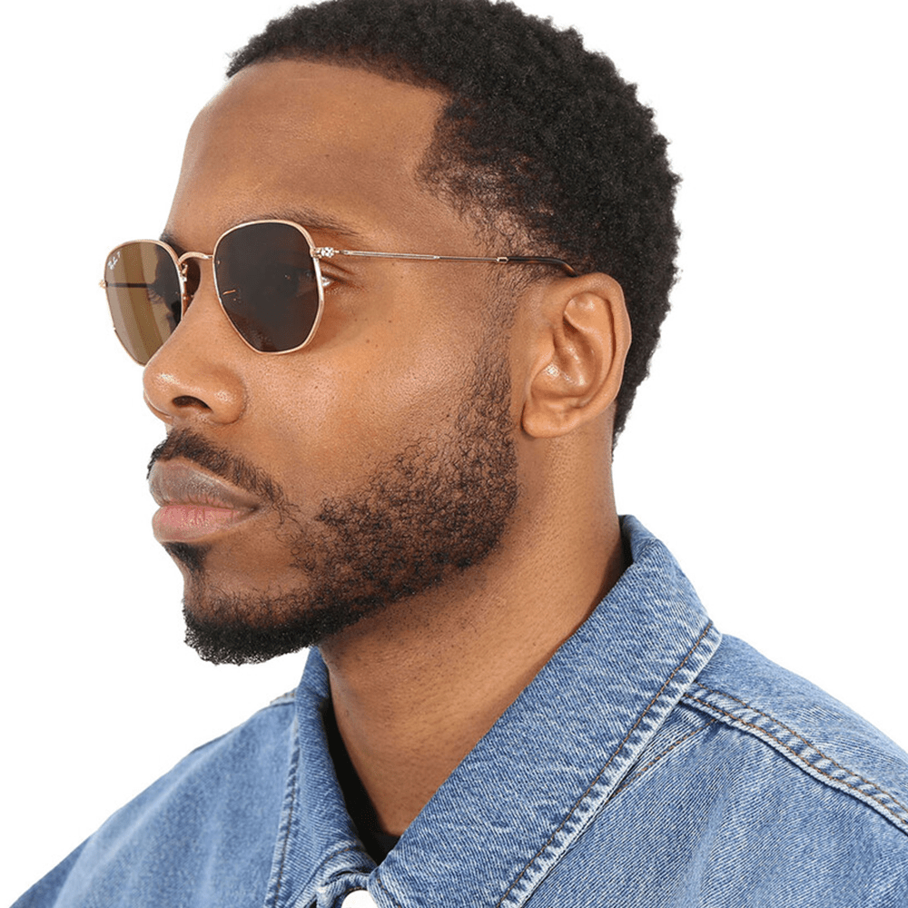 Ray - Ban Hexagonal RB3548N 001/57 51 Polarised Sunglasses - URBAN SUNGLASSES